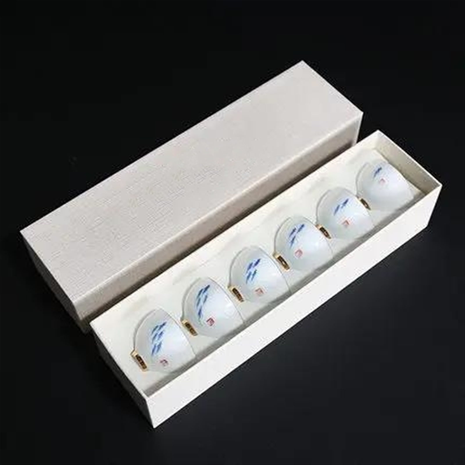 6pc Set Ceramic Tea Cup Arabic Espresso Coffee Cup Chinese Kung Fu Clear Tea Water Cups Sets Japanese Tea Bowl Service Gift Box