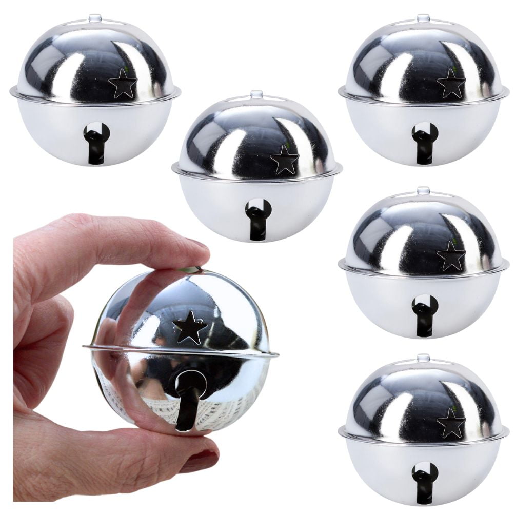6pc Silver Sleigh Bell Set - for Christmas and Winter Decor - Factory Direct Craft