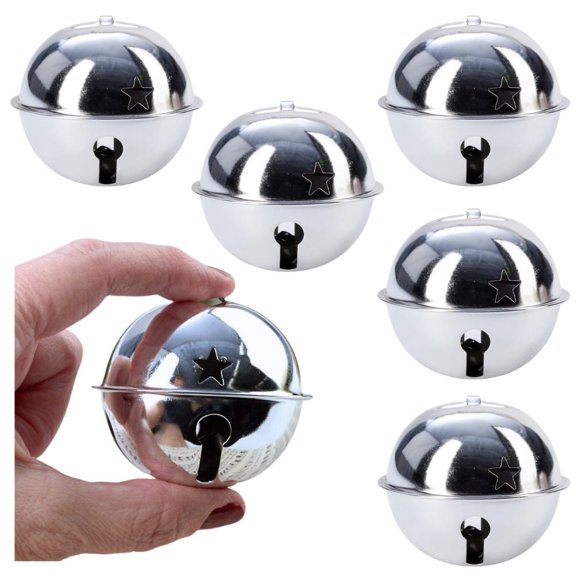 Factory Direct Craft Silver Metal Sleigh Bells, Set of 6, 2-3/4 Inch Christmas Craft Bells