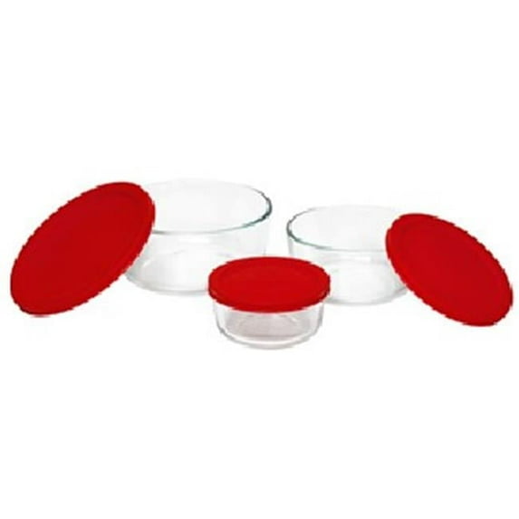 6pc Storage Set with Red Covers