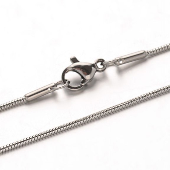 6pc Tarnish Resistant 304 Stainless Steel Snake Chain Necklaces with Lobster Claw Clasps Stainless Steel Color 19.7 inch(50cm) 1mm