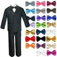 thumbnail image 1 of 6pc Teen Kids Boys Black Formal Wedding Party Suits Tuxedo Extra Bow Tie 4T-20, 1 of 6