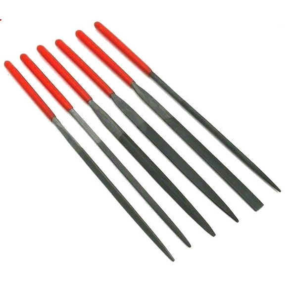 6pc Tempered Hardened Steel Needle File Set 140mm w/ Dip Handle for Metal Use