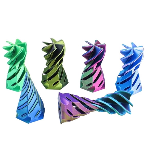 6pc Three-dimensional Pyramid Spiral 3D Rotating Pyramid Spiral Cone Anti-stress Fidget Birthday Gift