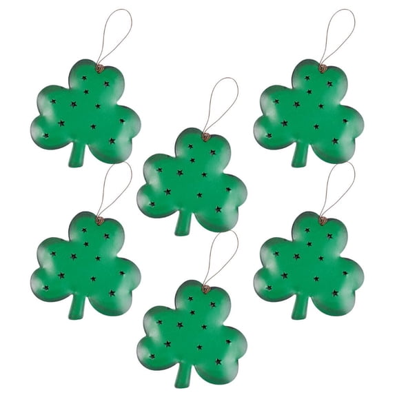 Factory Direct Craft Rustic Tin Punched Shamrock Ornaments, Set of 6, 3-1/4 Inch St. Patrick’s Day Decorations