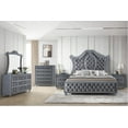 thumbnail image 1 of 6pc Traditional Upholstered Queen Size Panel Bed Set Arched Headboard Master Bedroom Furniture, 1 of 7