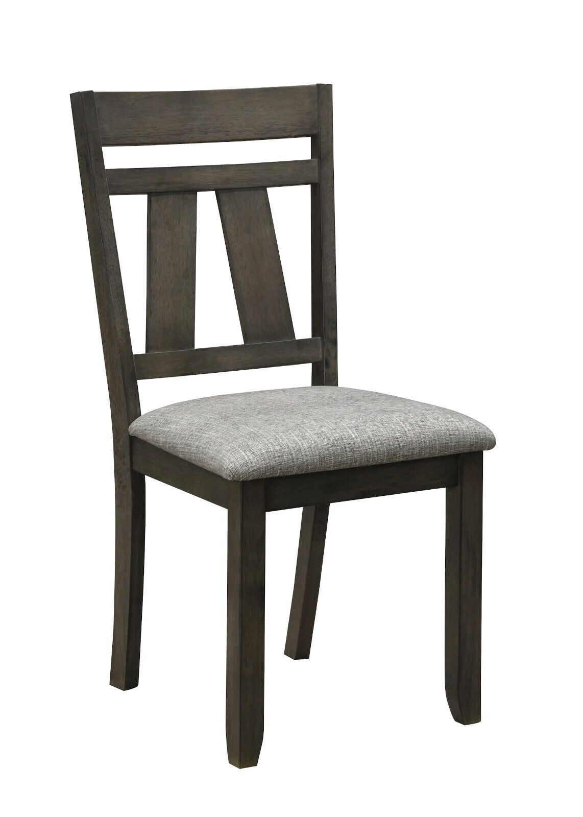 6pc Transitional Style Dining Chairs Solid Wood Frame Fabric Upholstery Seat Wooden Gray Brown ...