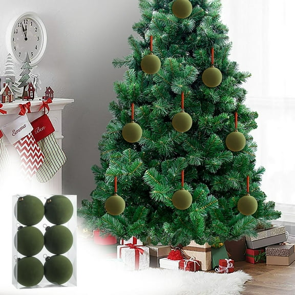 6pc Velvet Flocked Christmas Balls,Christmas Tree Balls,Shatterproof Christmas Ornaments Balls,Christmas Tree Decoration Ornaments Hanging Balls,Christmas Tree First Decorations Birthday Party,3.15"