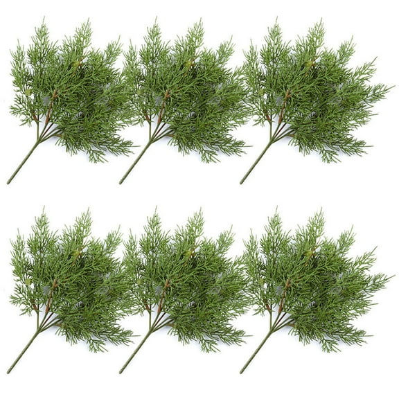 6pc Vinyl Juniper Cedar Greenery Stems - for Winter/Christmas Decor - Factory Direct Craft