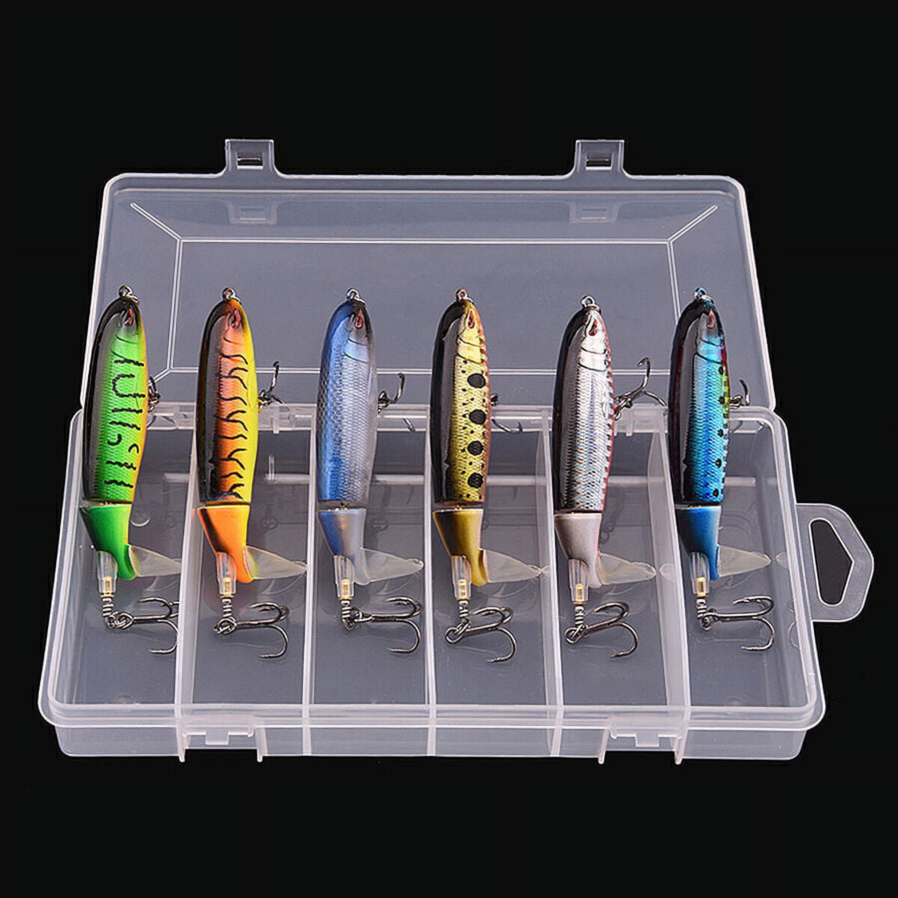 6pc Whopper Plopper Bass Floating Lures Fishing Topwater Lure Rotating Tail+ Box