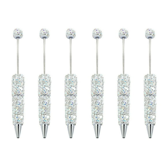 6pcs 1.0mm Beadable Pen Glittering Ballpoint Pen Rhinestones Fancy Pen