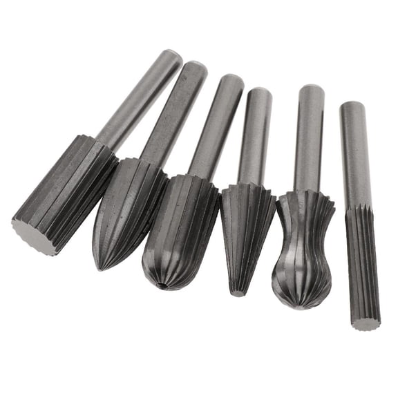 6pcs 1/4 Inch Head Tungsten Carbide Rotary Burr Set Die Bits
