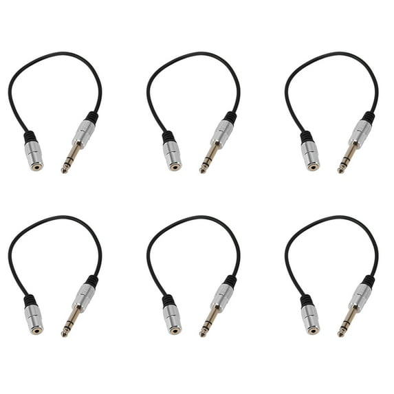 6pcs 1/4 Inch to 3.5mm Stereo Adapter Cable 6.35mm TRS Male to 3.5mm Female Quarter Inch Headphone Jack Converter