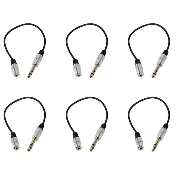 6pcs 1/4 Inch to 3.5mm Stereo Adapter Cable 6.35mm TRS Male to 3.5mm Female Quarter Inch Headphone Jack Converter
