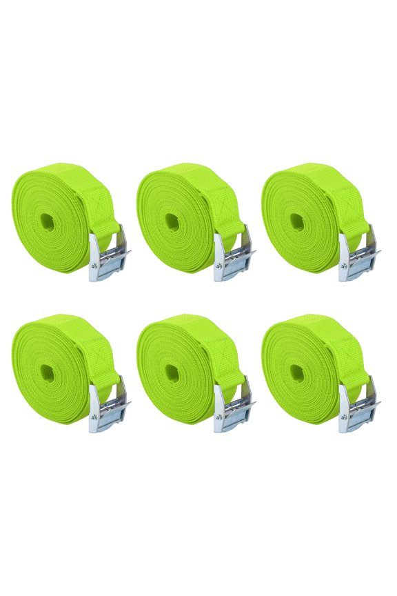 6pcs 1" x 12' Cargo Tie Down Straps Lashing Straps Travel Luggage Strap Adjustable with Cam Lock Buckle for Car Green