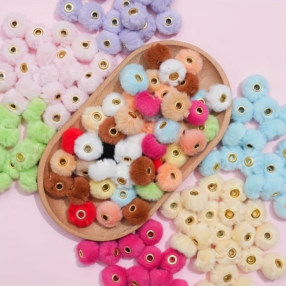 6pcs/100Pcsrandomly Mixed Color Super Soft Fluffy Ball Beads for DIY Jewelry, Holiday Ball Decoration, Suitable for Pens, Bracelets, Key Chains, Gift Accessories Creative Hand, 0.79 Inches