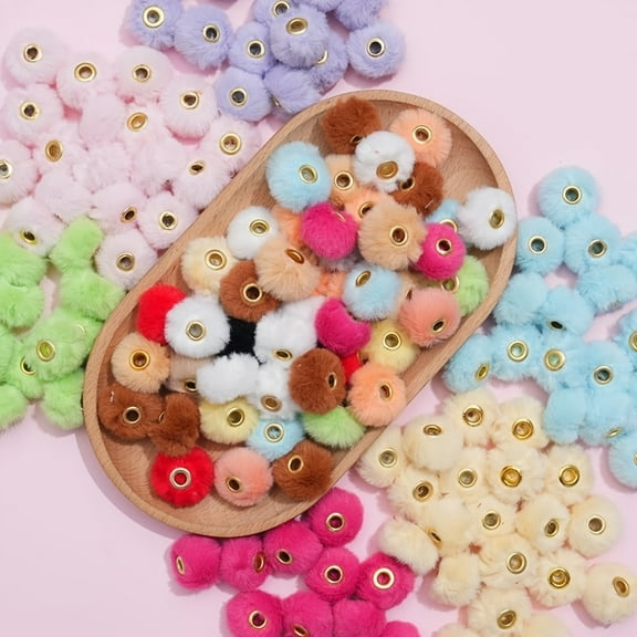 6pcs/100Pcsrandomly Mixed Color Super Soft Fluffy Ball Beads for DIY Jewelry, Holiday Ball Decoration, Suitable for Pens, Bracelets, Key Chains, Gift Accessories Creative Hand, 0.79 Inches