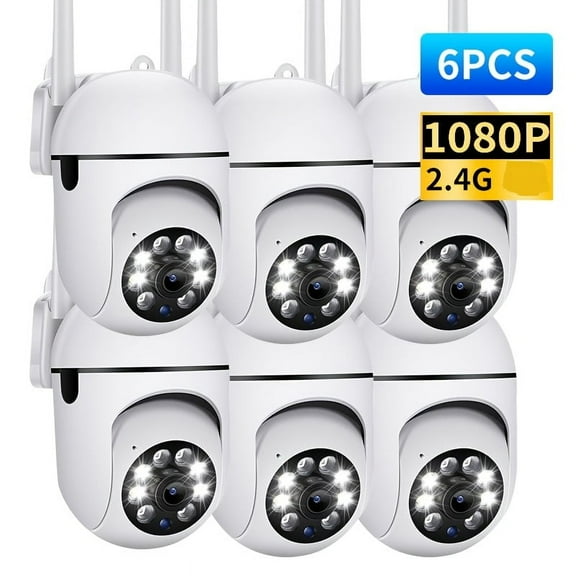 6Pcs 1080P Full HD 355 Rotatable Panoramic Wireless Security Camera, Night Vision, Two-Way Audio, Motion Detection, Smartphone Compatible, USB Powered,