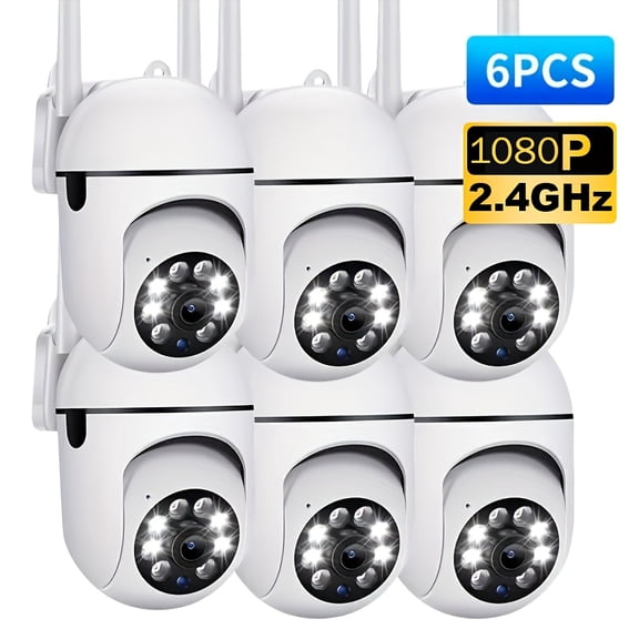 6pcs 1080P HD PTZ Indoor Dome Security Cameras - 360 View, Color Night Vision, Two-Way Audio, AI Motion Detection for Home & Pet Monitoring