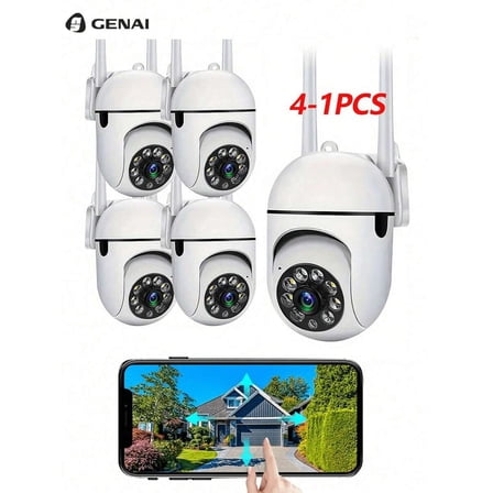6pcs 1080p HD 5G Smart Home Safety Camera - All-Weather Color Night Vision, Pan/Tilt/Zoom, Bidirectional Audio, Pet Monitor With Movement Alerts - Wireless Indoor/Outdoor Security Cam