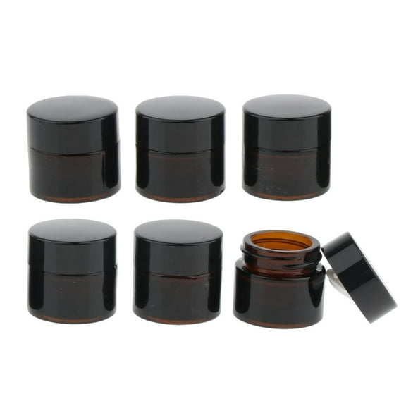 6pcs  10g Empty Cosmetic Containers Jars Tiny Makeup Screw Cap Brown