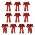 thumbnail image 1 of 6pcs/10pcs, Large Christmas Wreath Bows Holiday Red Cloth Bows Tree Ornament Garland Indoor Outdoor Decorations, Large Christmas Tree Bow, Wreath Bow for Xmas Home Front Door Decor, 1 of 8
