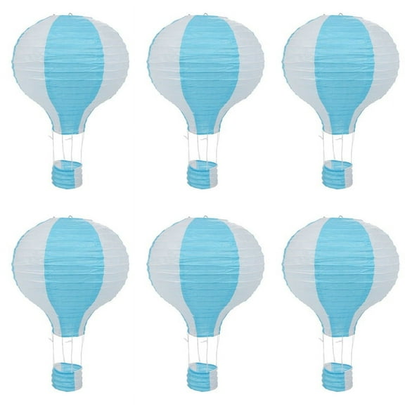6pcs 12inch Hot Air Balloon Paper Lantern Lampshade Ceiling Light Wedding Party Decor, Blue