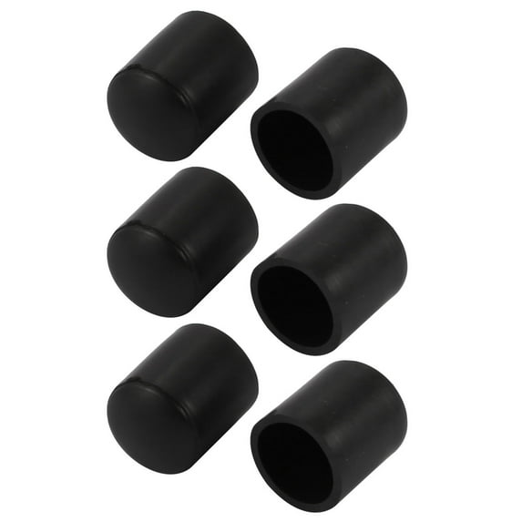 6pcs 12mm Diameter Tube Insert Chair Leg Cap Round Black Tubing Plug