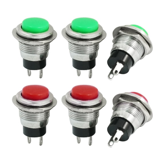 6pcs 12mm Momentary SPST Push Button Switch AC125V 6A 250V 3A
