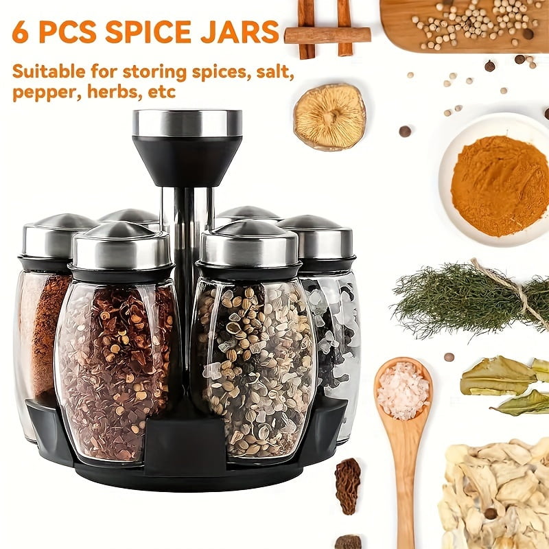 6pcs/12pcs Revolving Spice Rack Organizer - 360 Degree Rotating ...