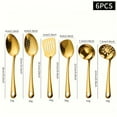 thumbnail image 1 of 6pcs/ 12pcs Stainless Steel Cookware Set, Durable Kitchen Utensils with Golden Plating, Including Soup Spoon, Shovel, Whisk, Tongs And Colander, Cooking Utensils Set, Kitchen Utensils father gift, 1 of 11