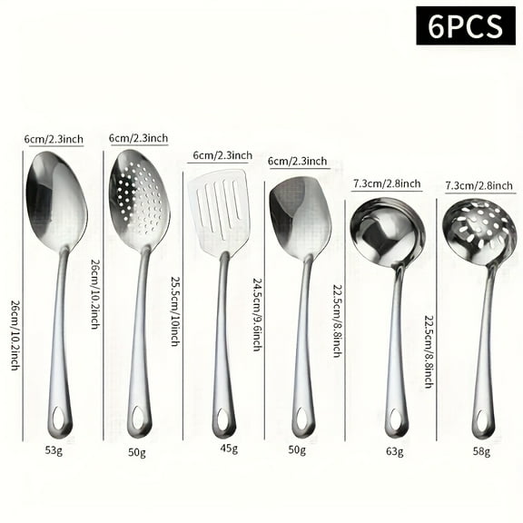 6pcs/ 12pcs Stainless Steel Cookware Set, Durable Kitchen Utensils with Golden Plating, Including Soup Spoon, Shovel, Whisk, Tongs And Colander, Cooking Utensils Set, Kitchen Utensils father gift