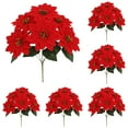 thumbnail image 1 of 6pcs 13in Artificial Christmas Flowers Bouquet,Realistic Lifelike Holiday Floral Arrangement for Xmas Tree Decor,Silk Winter Flowers for Home Indoor Porch Patio Wedding Party Events Decoration, 1 of 5