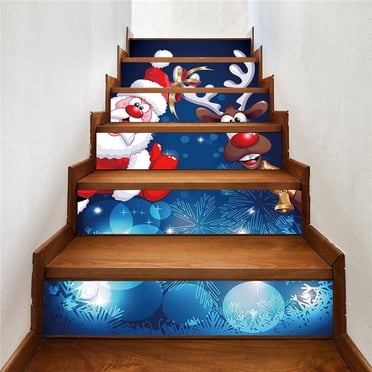 Zhiyu&art Decor Christmas 3D Stair Stickers Decals-6Pcs/Set Cute Snowman Stair Risers Stickers Decals Removable Staircase Decals Vinyl Wall Sticker For Christmas Decoration