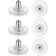 DUANHUI 6pcs 18K White Gold Locking Earring Backs for Studs Heavy Droopy Earrings, 925 Sterling Silver Hypoallergenice Earring Backs Replacements for Adults&Kids