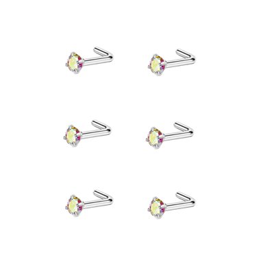 2x S925 Sterling Silver 2.5mm Heart Shaped CZ Nose Bone Ring Stud – Ball End