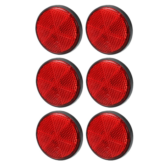 6pcs 2.20"x0.31" Universal Reflector Round Motorcycle Bike Safety Increase Visibility and Safety Red