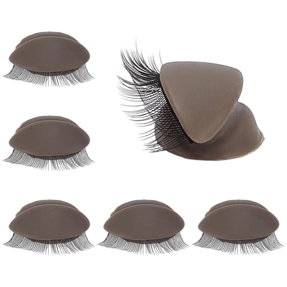 6pcs 2 Layers Eyelash Practice Eyelids for Head Silicone Replaced Eyelids Removable Lash Eyes with Eyelashes