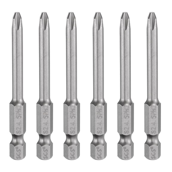 6pcs #2 Phillips Screwdriver Bit PH2 1/4" Hex Shank 2.6" (65mm) Long Magnetic S2 Steel Industrial Grade Screw Driver Bit Cross Head Electric Drill Bits 0.18" (4.5mm) Rod