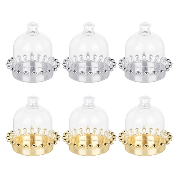 6pcs 2 colors Plastic Candy Cake box Cloche Bell Jar Perfect for Weddings Birthdays Party Favors and Gifts Clear Cover: 64x87mm Inner Diameter: 63.5mm Base: 89x22.5mm 3pcs/color