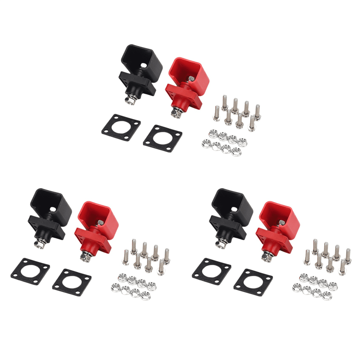 6pcs 200A Energy Storage Lithium Battery Terminal High Current Lithium Battery Copper Terminal Connector,6 x Lithium Battery Terminal block With accessories,Black&Red