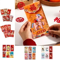 6pcs 2026 Lunar 2026 Horse Red Envelopes - Thickened Three-Dimensional Red Bags, Festive Chinese 2026 Decor, Durable Money Gift Envelopes, Perfect for Spring Festival Holiday Gifting, F