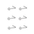thumbnail image 1 of 6pcs 20g 2.5mm Nose Rings Studs for Women Square Clear CZ Nose Studs Silver 6.5mm Length L Shaped Nostril Piercing Jewelry 20 Gauge Nose Jewelry Surgical Steel L Bend Nose Stud, 1 of 1