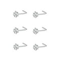 thumbnail image 1 of 6pcs 22g 3mm Nose Rings Studs for Women Square Clear CZ Nose Studs Silver 6.5mm Length L Shaped Nostril Piercing Jewelry 22 Gauge Nose Jewelry Surgical Steel L Bend Nose Stud, 1 of 1