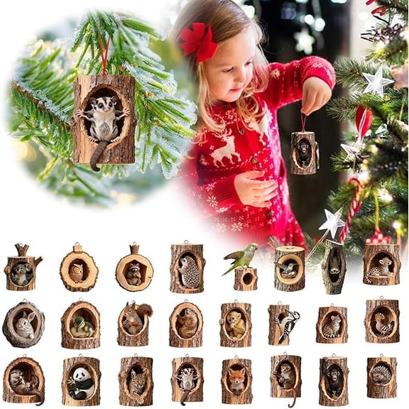 6pcs 2D Flat Printed Acrylic Christmas Animal Pendants, Hanging Ornaments for Christmas Tree, Festive Home Decor, Lightweight Acrylic Material, Cute Animal Designs, Perfect for Holiday Gift-Giving, B