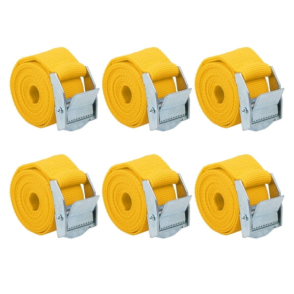 6pcs 3.3ft Cargo Tie Down Straps Lashing Straps Travel Luggage Strap Adjustable w/ Cam Lock Buckle for Car Truck Yellow