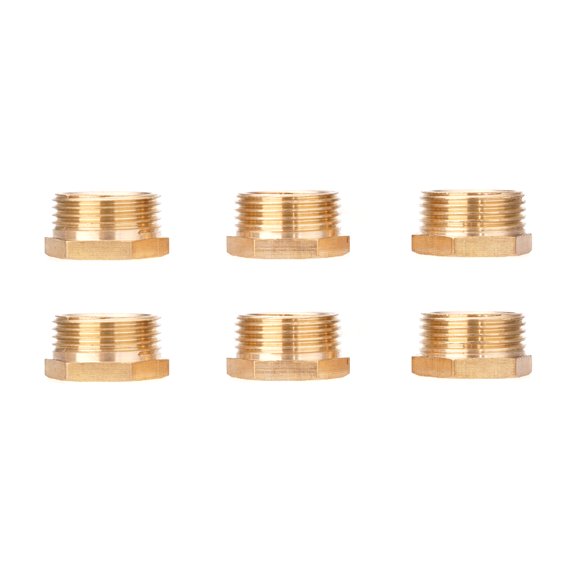 6pcs 3/4in Male Thread to 1/2inch Female Thread Pipe Fitting Reducing Nipple Replacement Brass Bushing Reducer Adapter