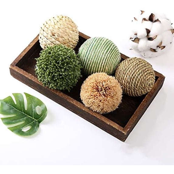 6pcs 3.5inch Woven Wicker Rattan Balls Decorative Ball Twig Orbs Green ...