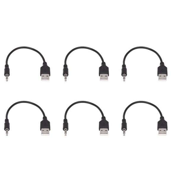 6pcs 3.5mm Plug AUX Audio Jack to USB 2.0 Male Charger Cable Adapter Cord for Car MP3