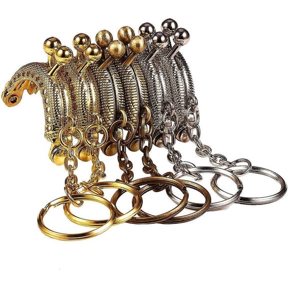6pcs 3 Colors Clutch Coins Purse Metal Arc Frame Kiss Clasp Key Ring Handbag Handle Frame Mixed Color